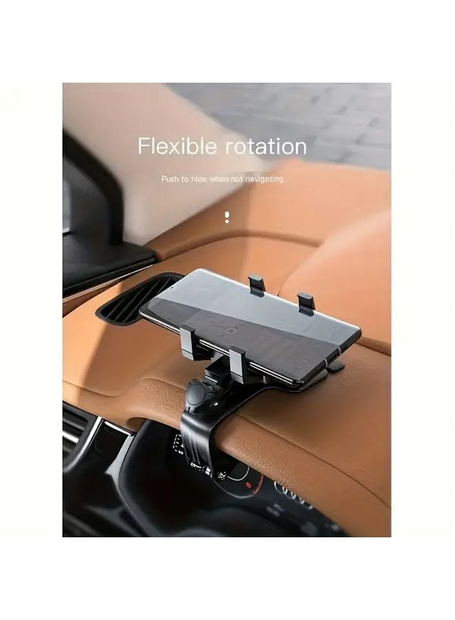 Black 360 Degree Rotating Car Phone Holder With Parking Number Plate Adjustable Mount - Image 5
